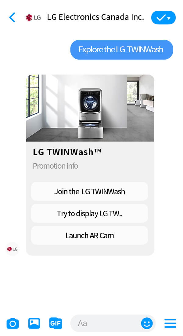 LG TWINWash | 클라우드튜링 챗봇 활용 사례 챗봇 이미지
